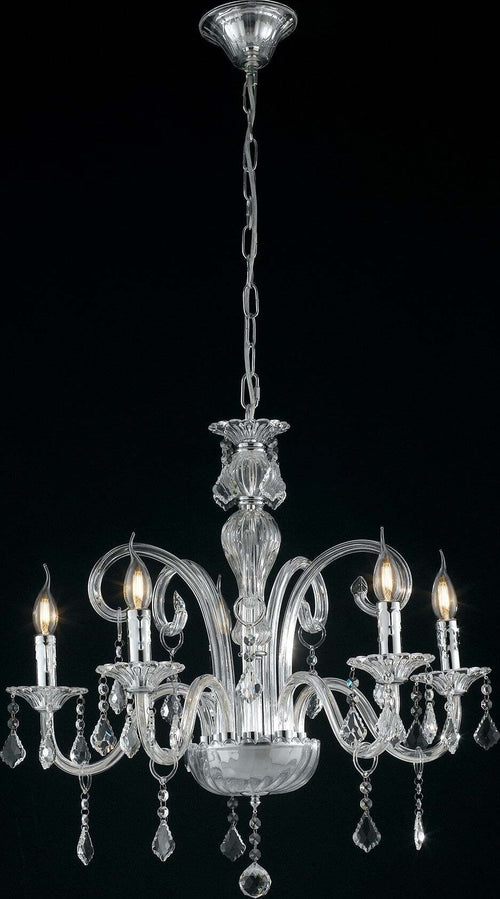 Lampadario Cristallo Cromo 5Xe14 66X65Cm Illuminazione/Illuminazione per interni/Lampadari lampade a sospensione e plafoniere/Lampadari Led Mall Home - Napoli, Commerciovirtuoso.it