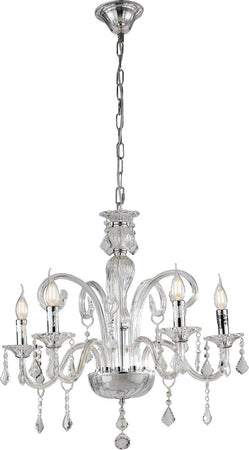 Lampadario Cristallo Cromo 5Xe14 66X65Cm Illuminazione/Illuminazione per interni/Lampadari lampade a sospensione e plafoniere/Lampadari Led Mall Home - Napoli, Commerciovirtuoso.it