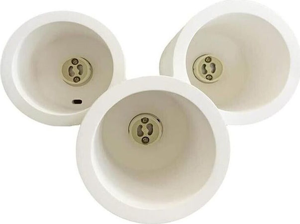 Lampadario-Da-Soffitto-3-Cilindri-In-Gesso-Verniciabile-Supporto-Faretto-Gu10-Universo