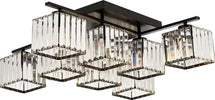 Lampadario-Da-Soffitto-8-Cubi-In-Vetro-Portalampadina-E27-Metallo-Nero-Moderno