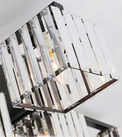 Lampadario-Da-Soffitto-8-Cubi-In-Vetro-Portalampadina-E27-Metallo-Nero-Moderno