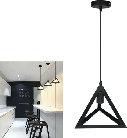 Lampadario-Da-Soffitto-A-Sospensione-Forma-Triangolo-3d-Porta-Lampadina-E27-Nero-Universo