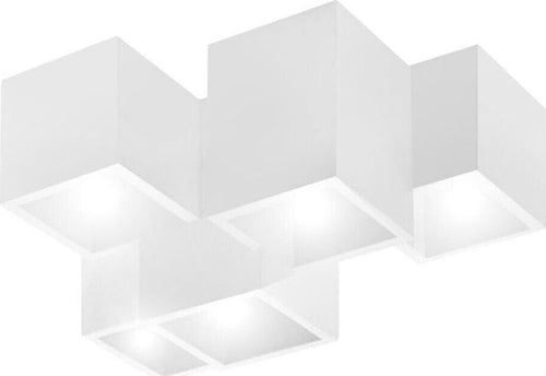 Lampadario-Da-Soffitto-Cubo-In-Gesso-Verniciabile-Supporto-Faretto-Gu10-X-5-Universo