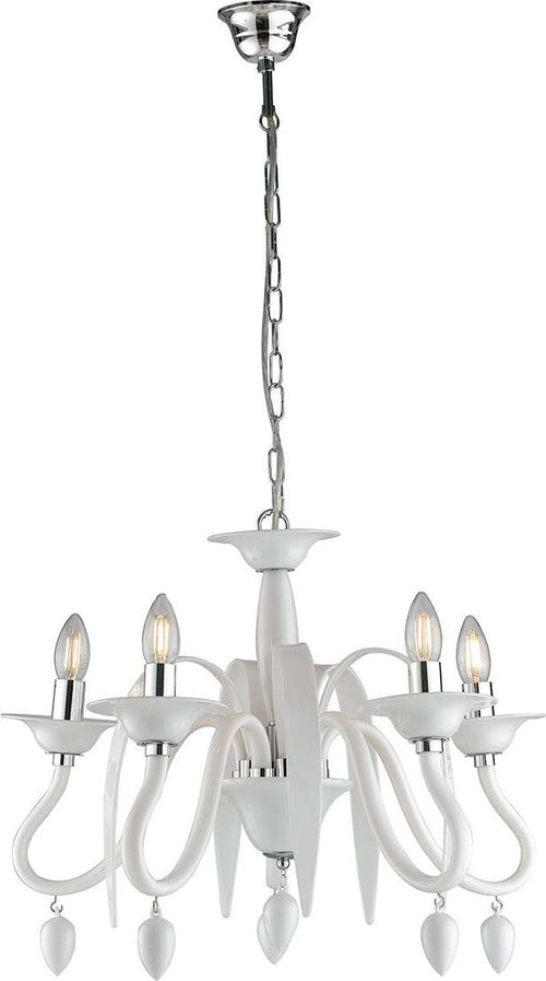 Lampadario Estefan Bianco 5Xe14 53X45,5Cm Illuminazione/Illuminazione per interni/Lampadari lampade a sospensione e plafoniere/Lampadari Led Mall Home - Napoli, Commerciovirtuoso.it
