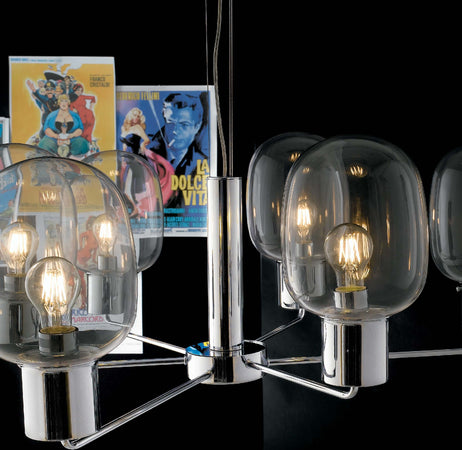 Lampadario Fellini Cromo 6Xe27 98X34,6Cm Illuminazione/Illuminazione per interni/Lampadari lampade a sospensione e plafoniere/Lampadari Led Mall Home - Napoli, Commerciovirtuoso.it