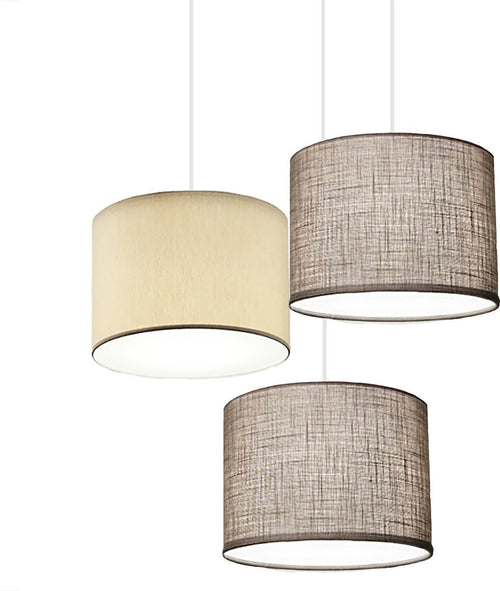 Lampadario-Illuminando-CILINDRO-SP-3-TO-BN-2TO+1SB-E27-LED-tessuto-tortora-sabbia-sospensione-classica-moderna