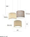 Lampadario-Illuminando-CILINDRO-SP-3-TO-BN-MC-E27-LED-tessuto-sabbia-nocciola-tortora-sospensione-classica-moderna