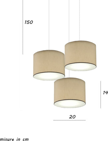 Lampadario-Illuminando-CILINDRO-SP-3-TO-BN-NC-E27-LED-tessuto-nocciola-sospensione-classica-moderna