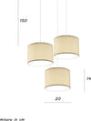 Lampadario-Illuminando-CILINDRO-SP-3-TO-BN-SA-E27-LED-tessuto-sabbia-sospensione-classica-moderna