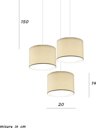 Lampadario-Illuminando-CILINDRO-SP-3-TO-BN-SA-E27-LED-tessuto-sabbia-sospensione-classica-moderna