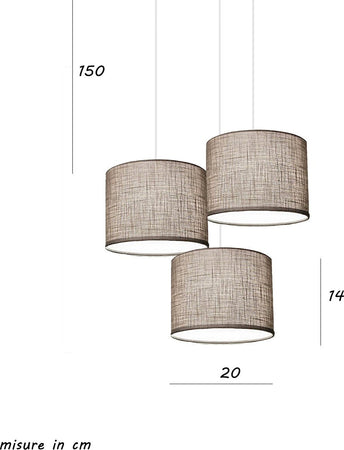 Lampadario-Illuminando-CILINDRO-SP-3-TO-BN-TO-E27-LED-tessuto-tortora-sospensione-classica-moderna