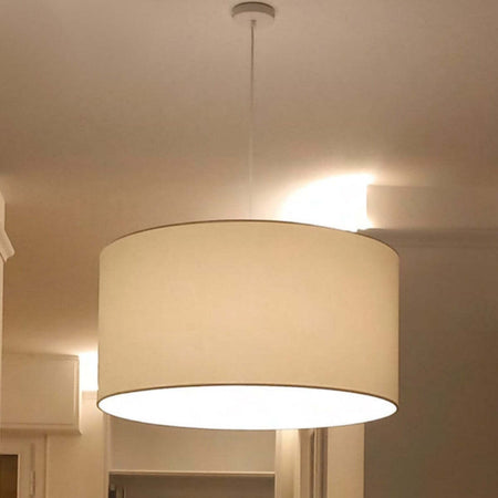 Lampadario-Illuminando-CILINDRO-SP-58-BN-E27-LED-metallo-tessuto-sospensione-classica-moderna