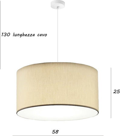 Lampadario-Illuminando-CILINDRO-SP-58-BN-E27-LED-metallo-tessuto-sospensione-classica-moderna