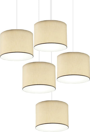 Lampadario-Illuminando-CILINDRO-SP-5G-TO-BN-SB-E27-LED-tessuto-sabbia-sospensione-multiluce-classica-moderna