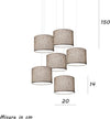 Lampadario-Illuminando-CILINDRO-SP-6G-TO-BN-TO-E27-LED-tessuto-tortora-sospensione-multiluce-classica-moderna