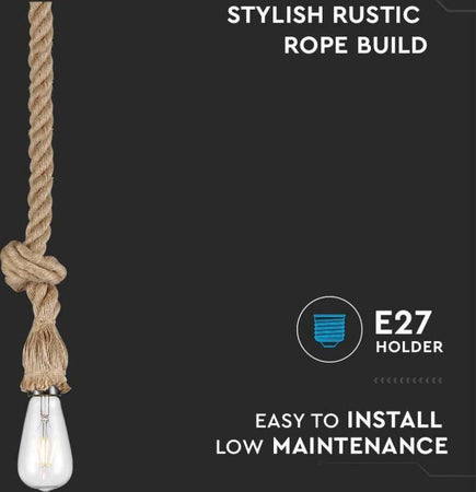 LAMPADARIO IN CORDA SOSPENSIONE V-TAC VT-7118 CON PORTALAMPADA PER LAMPADINE E27 - SKU 3754 Illuminazione/Illuminazione per interni/Lampadari lampade a sospensione e plafoniere/Lampadari Zencoccostore - Formia, Commerciovirtuoso.it