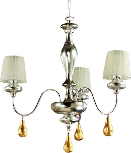 Lampadario-In-Legno-Classico-Argento-Mecca-Con-Paralume-3-Luci-Albanella