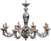 Lampadario-In-Legno-Classico-Argento-Patinato-Lucido-8-Luci-Pavoncelle
