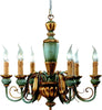 Lampadario-In-Legno-Classico-Azzurro-Oro-6-Luci-Oca