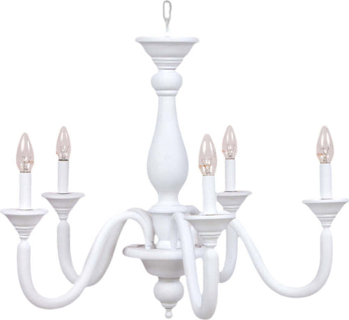 Lampadario-In-Legno-Classico-Bianco-Opaco-5-Luci-Laridi
