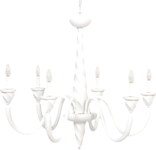 Lampadario-In-Legno-Classico-Bianco-Opaco-6-Luci-Coromorano