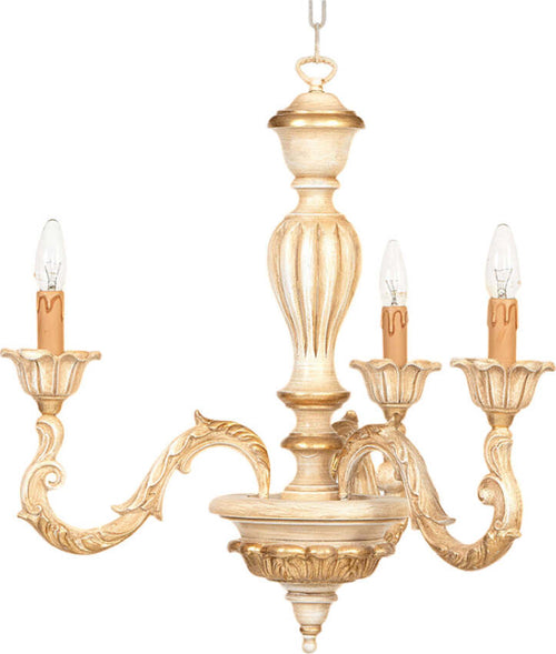 Lampadario-In-Legno-Classico-Crema-Decapè-3-Luci-Avocetta