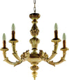 Lampadario-In-Legno-Classico-Giallo-Crema-Sbiancato-5-Luci-Rondone