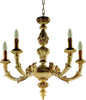 Lampadario-In-Legno-Classico-Giallo-Crema-Sbiancato-5-Luci-Rondone