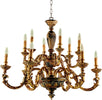 Lampadario-In-Legno-Classico-Marrone-Oro-Etrusco-12-Luci-Piccione