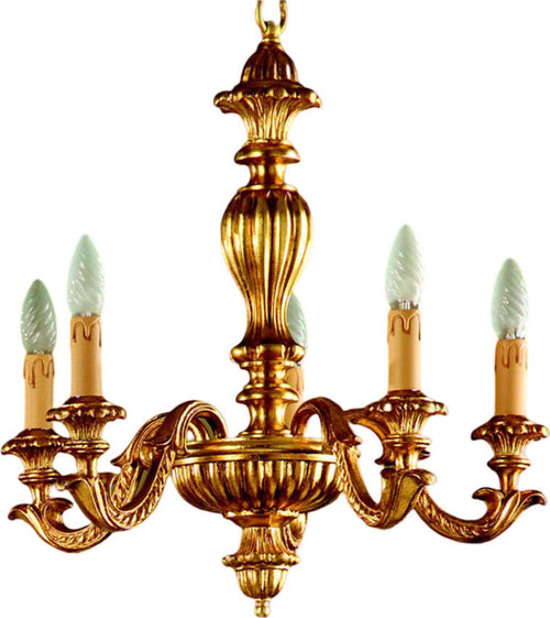 Lampadario-In-Legno-Classico-Oro-5-Luci-Beccaccia
