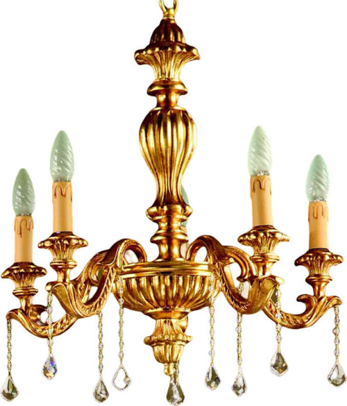 Lampadario-In-Legno-Classico-Oro-5-Luci-Fagiano