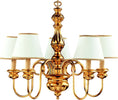 Lampadario-In-Legno-Classico-Oro-Con-Paralume-5-Luci-Cicogna