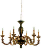Lampadario-In-Legno-Classico-Verde-Etrusco-Oro-6-Luci-Piccione