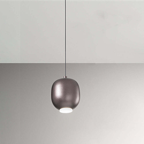 Lampadario-In-Metallo-Contemporaneo-Bullet-Marrone-Led-Diffusore-Ovale