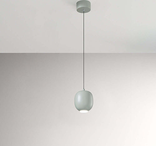 Lampadario-In-Metallo-Contemporaneo-Bullet-Salvia-Led-Diffusore-Ovale