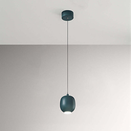 Lampadario-In-Metallo-Contemporaneo-Bullet-Verde-Led-Diffusore-Ovale