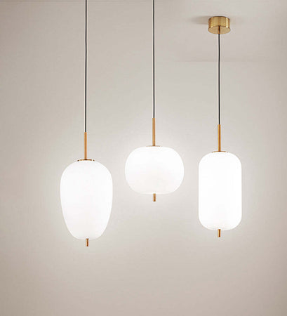 Lampadario-In-Metallo-Contemporaneo-Cirro-Bianco-Led-Diffusore-Allungato