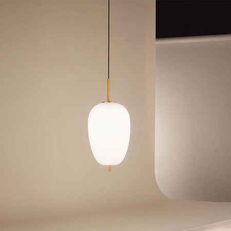 Lampadario-In-Metallo-Contemporaneo-Cirro-Bianco-Led-Diffusore-Allungato