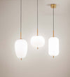 Lampadario-In-Metallo-Contemporaneo-Cirro-Bianco-Led-Diffusore-Ovale