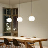 Lampadario-In-Metallo-Contemporaneo-Cirro-Bianco-Led-Diffusore-Ovale