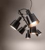 Lampadario-In-Metallo-Contemporaneo-Megafono-Nero-6-Luci-E27