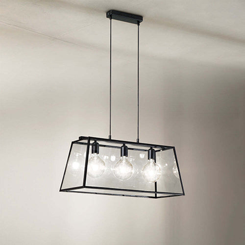 Lampadario-In-Metallo-Industrial-Teca-Nero-3-Luci-E27