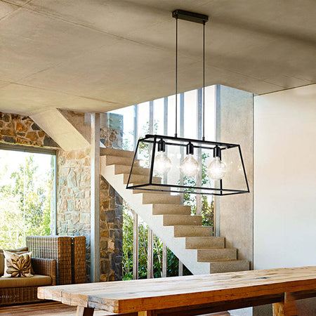 Lampadario-In-Metallo-Industrial-Teca-Nero-3-Luci-E27