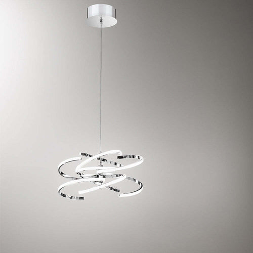Lampadario-In-Metallo-Moderno-Nest-Cromo-Led-Luce-Calda-Piccolo