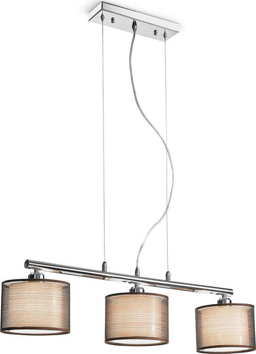 Lampadario-In-Metallo-Moderno-Sirco-Hotel-Cromo-Marrone-3-Luci-E27
