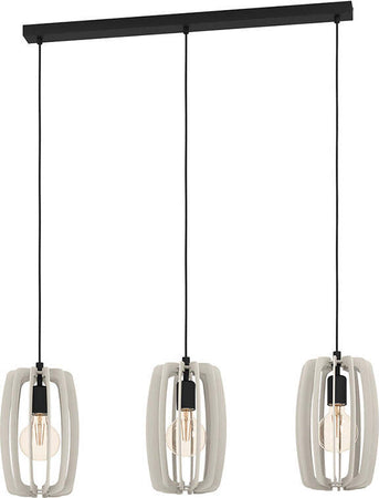 Lampadario-Industrial-Bajazzara-3-Luci-Acciaio-Nero-Diffusore-Grigio