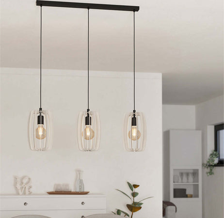 Lampadario-Industrial-Bajazzara-3-Luci-Acciaio-Nero-Diffusore-Grigio