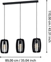Lampadario-Industrial-Bajazzara-3-Luci-Acciaio-Nero-Diffusore-Nero