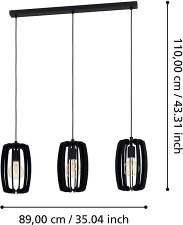 Lampadario-Industrial-Bajazzara-3-Luci-Acciaio-Nero-Diffusore-Nero