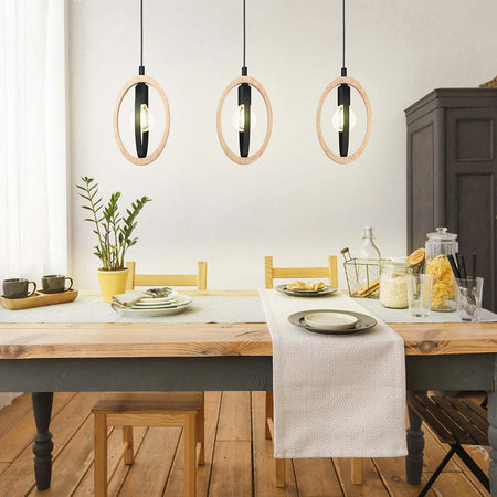 Lampadario-Industrial-Basildon-3-Luci-Metallo-Nero-E-Marrone